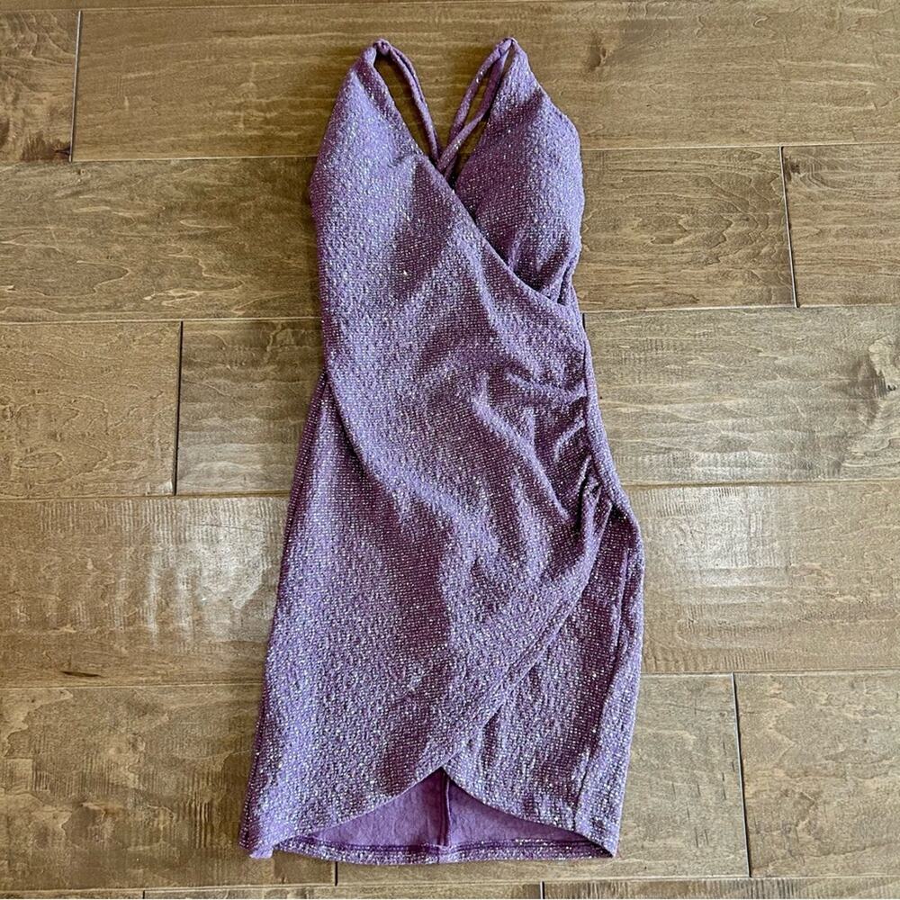 Xtraordinary Women’s Spaghetti Strap Sparkle Mini Dress Purple Size 0 EUC